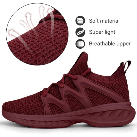 Women's All Red Lightweight Walking Workout Tennis Gym Non Slip Sneakers Shoes - Picture 3 of 6